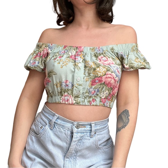 Floral off the shoulder crop top - Picture 2 of 8